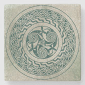 Celtic Knotwork Irish Medallion Pattern in Green Stenen Onderzetter (Voorkant)