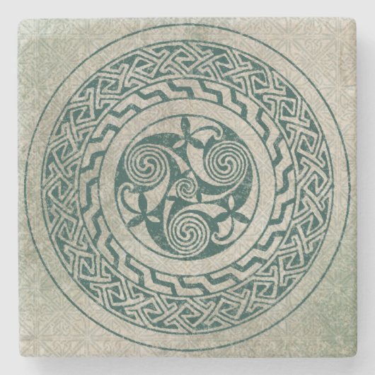 Celtic Knotwork Irish Medallion Pattern in Green Stenen Onderzetter (Voorkant)