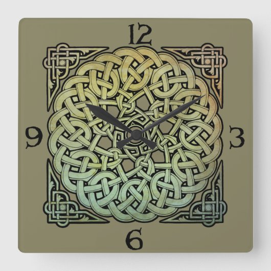Celtic Knotwork Mandala Vierkante Klok (Voorkant)