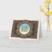 Celtic Knotwork Ronde Foto Lijst Wenskaart Kaart (Gele Bloem)