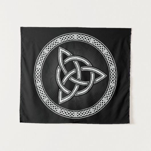 Celtic Knotwork Trinity Distress White Wandkleed (Voorkant (horizontaal))