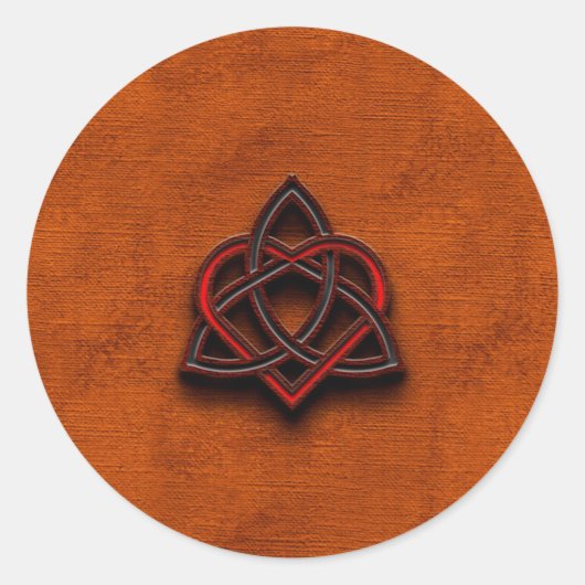 Celtic Knotwork Valentijn Heart Canvas Texture 1 Ronde Sticker (Voorkant)