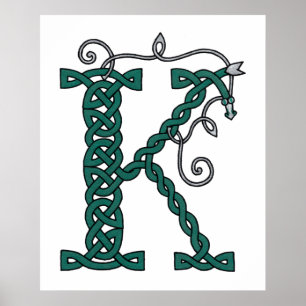 Celtic Letter K afdruk Poster