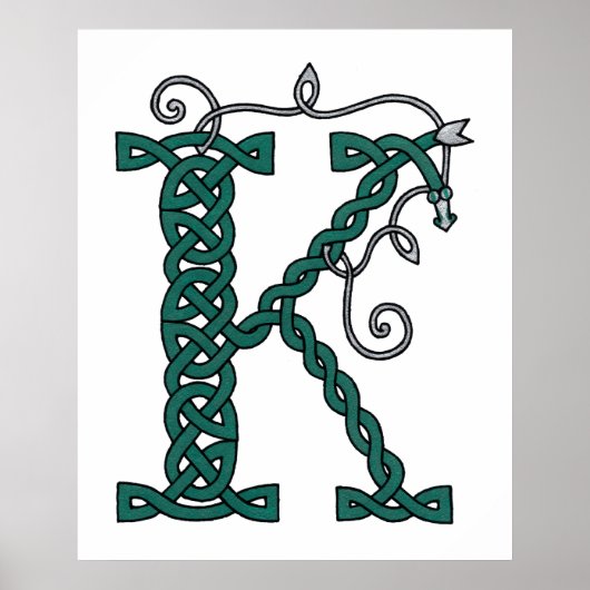 Celtic Letter K afdruk Poster (Voorkant)