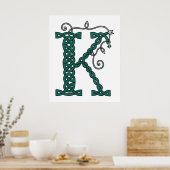 Celtic Letter K afdruk Poster (Keuken)
