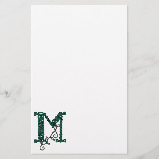 Celtic Letter M-papier Briefpapier (Voorkant)