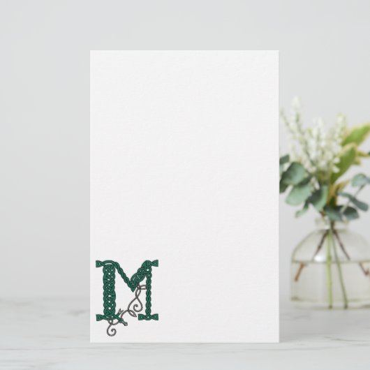 Celtic Letter M-papier Briefpapier (Staand voorkant)