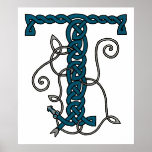 Celtic Letter T afdrukken Poster