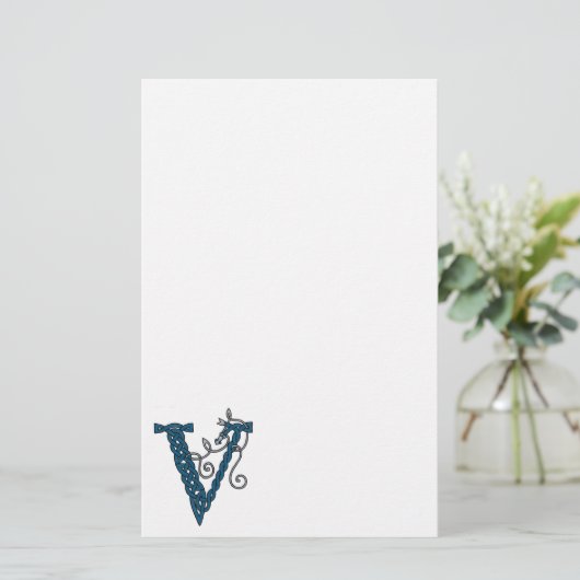Celtic Letter V-papier Briefpapier (Staand voorkant)