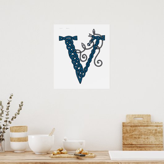 Celtic Letter V print (Keuken)