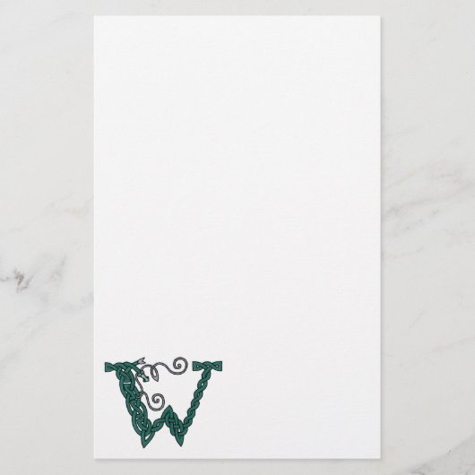 Celtic Letter W-kantoorbenodigdheden Briefpapier (Voorkant)