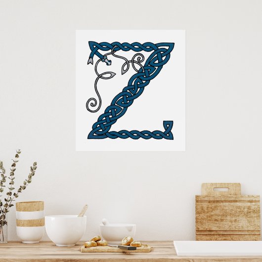 Celtic Letter Z afdrukken Poster (Keuken)