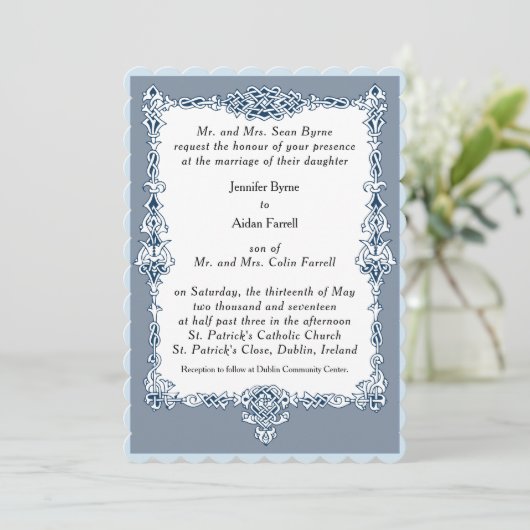 Celtic Lijst Wedding Invitation Kaart (Staand voorkant)