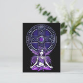 "Celtic Lotus" Paarse Yoga Fairy Briefkaart (Staand voorkant)
