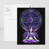 "Celtic Lotus" Paarse Yoga Fairy Briefkaart (Voorkant / Achterkant)