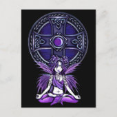 "Celtic Lotus" Paarse Yoga Fairy Briefkaart (Voorkant)