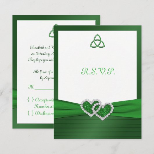 Celtic Love Knot in Emerald Green RSVP Card (Voorkant / Achterkant)