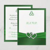 Celtic Love Knot in Emerald Green RSVP Card Kaartje (Voorkant / Achterkant)