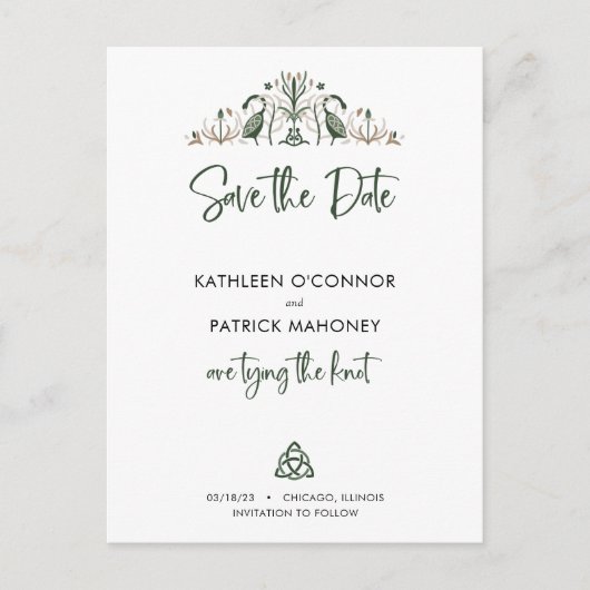 Celtic Love Knot Romantic Wedding Save the Date Aankondigingskaart (Voorkant)
