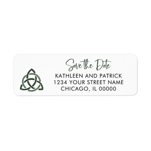 Celtic Love Knot Romantic Wedding Save the Date Etiket (Voorkant)