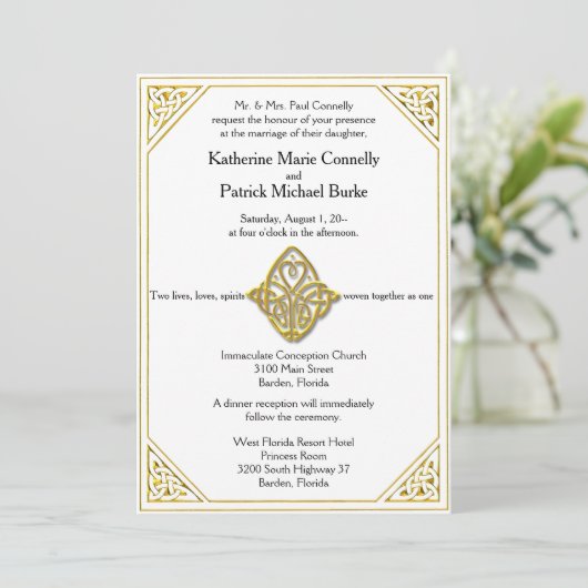 Celtic Love Knot Wedding Invitations Kaart (Staand voorkant)