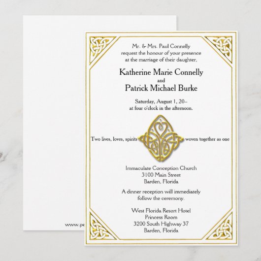 Celtic Love Knot Wedding Invitations Kaart (Voorkant / Achterkant)