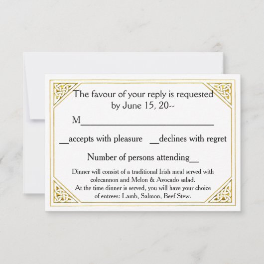 Celtic Love Knot Wedding RSVP, Reply, Cards Notes RSVP Kaartje (Voorkant)