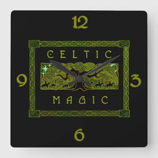 Celtic Magic - De grote boom Vierkante Klok (Voorkant)