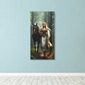 Celtic Maiden en Paard Canvas Afdruk (Insitu (Houten vloer))