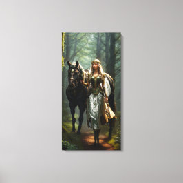 Celtic Maiden en Paard Canvas Afdruk