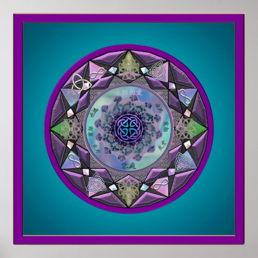 Celtic Mandala omgeven door Cool Hues Poster (Voorkant)