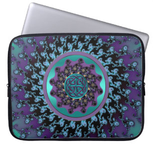 Celtic Mandala op Colorful Fractal Laptop Bag Sleeve