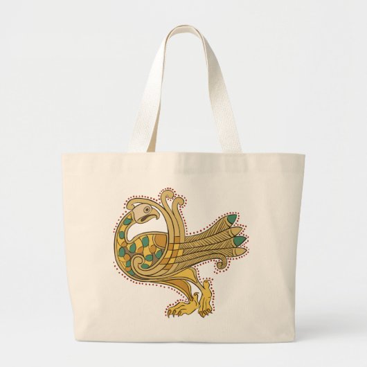 Celtic Medieval Golden Peacock, Jumbo Canvas tas (Voorkant)