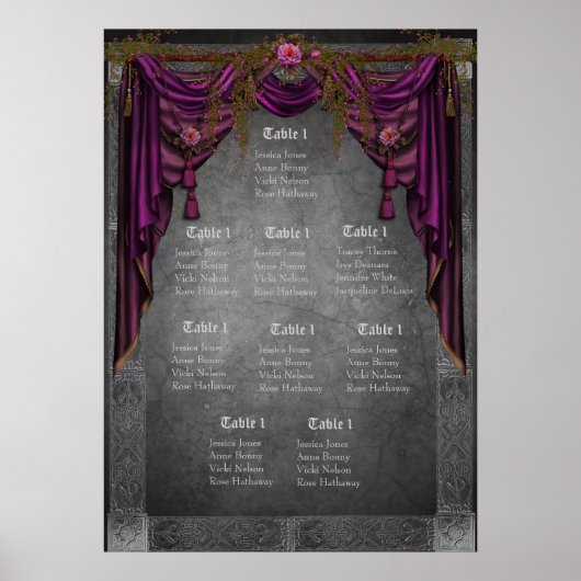 Celtic medium-eval Wedding Seating Chart Poster (Voorkant)