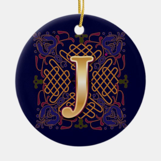 Celtic Monogram Letter J Keramisch Ornament (Voorkant)