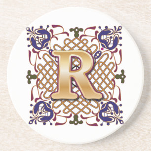 Celtic Monogram Letter R Zandsteen Onderzetter