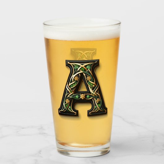 Celtic Monogram Pint Glass Glas (Voorkant gevuld)