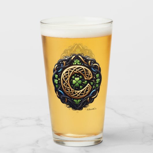Celtic Monogram Pint Glass Glas (Voorkant gevuld)