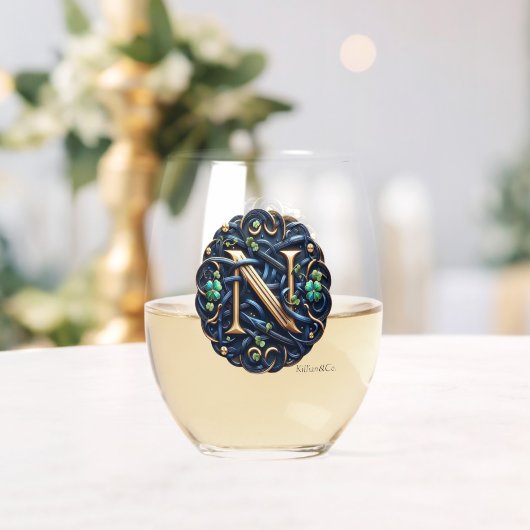 Celtic Monogram Wine Glass Set Wijnglas Zonder Voet (Insitu (Huwelijk))