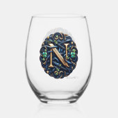 Celtic Monogram Wine Glass Set Wijnglas Zonder Voet (Achterkant)