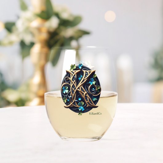 Celtic Monogram Wine Glass Set Wijnglas Zonder Voet (Insitu (Huwelijk))