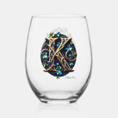 Celtic Monogram Wine Glass Set Wijnglas Zonder Voet (Achterkant)