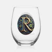 Celtic Monogram Wine Glass Set Wijnglas Zonder Voet (Voorkant)