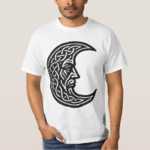 Celtic Moon‑Face Knotwork – Monochrome Ink Emblem