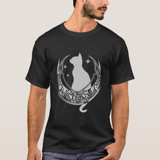 Celtic Moon | Nacht kattesterren T-shirt (Voorkant)