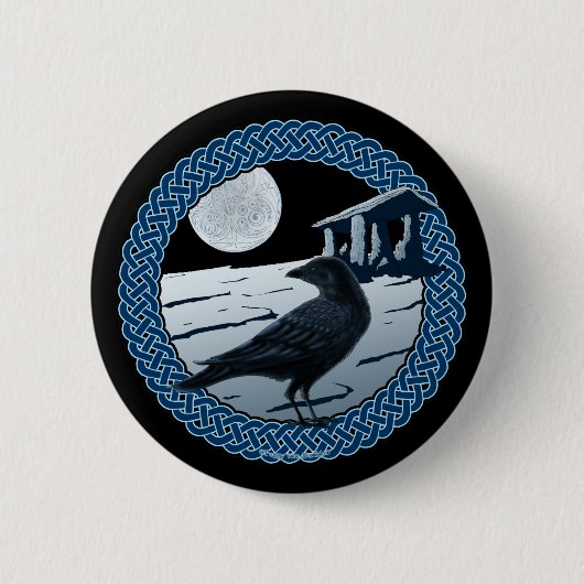 Celtic Moon, Raven en Dolman spelden en Buttonnen Ronde Button 5,7 Cm (Voorkant)