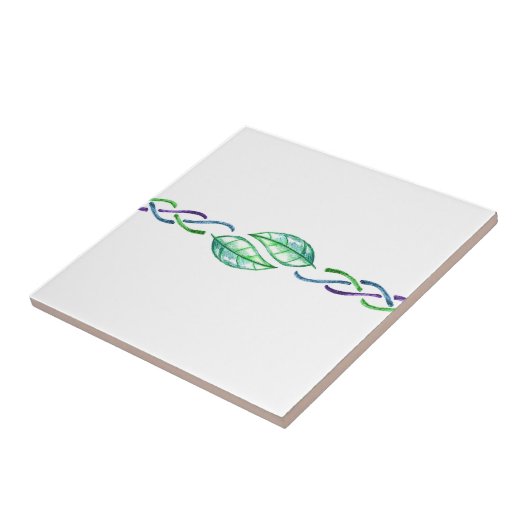 Celtic Multicolor Leaf Border Design Tegeltje (Zijkant)