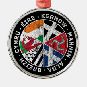 Celtic Nations Flags Ireland Wales Cornwall Manx Metalen Ornament