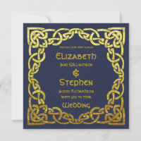 Celtic Navy Blue | Faux Gold Celtic Knot Wedding