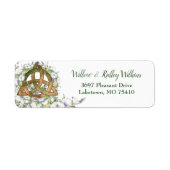 Celtic Oranje Triquetra Waterverf Floral Address Etiket (Voorkant)